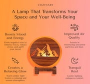 Himalayan Salt Lamp with Mountain design carving on wood sheet, Unique Handcrafted Light for home, includes dimmer & bulb, 9" Height
