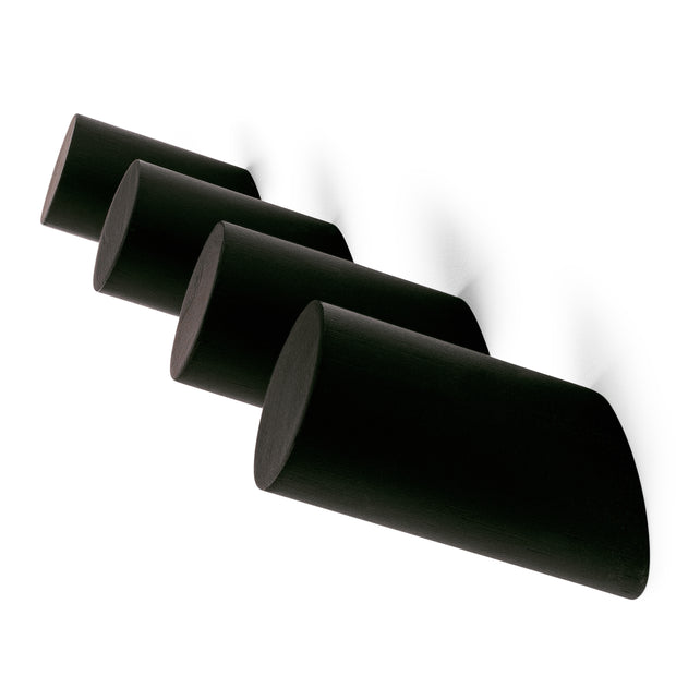 Black Wall Hooks - Unique Wooden Wall Hooks -Hooks for Hanging Bathroom Towel Hooks, Coat Hooks, Hat Hooks - Set of 4 Hooks