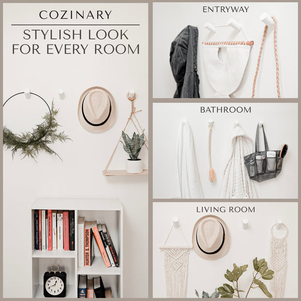 Black Wall Hooks - Unique Wooden Wall Hooks -Hooks for Hanging Bathroom Towel Hooks, Coat Hooks, Hat Hooks - Set of 4 Hooks